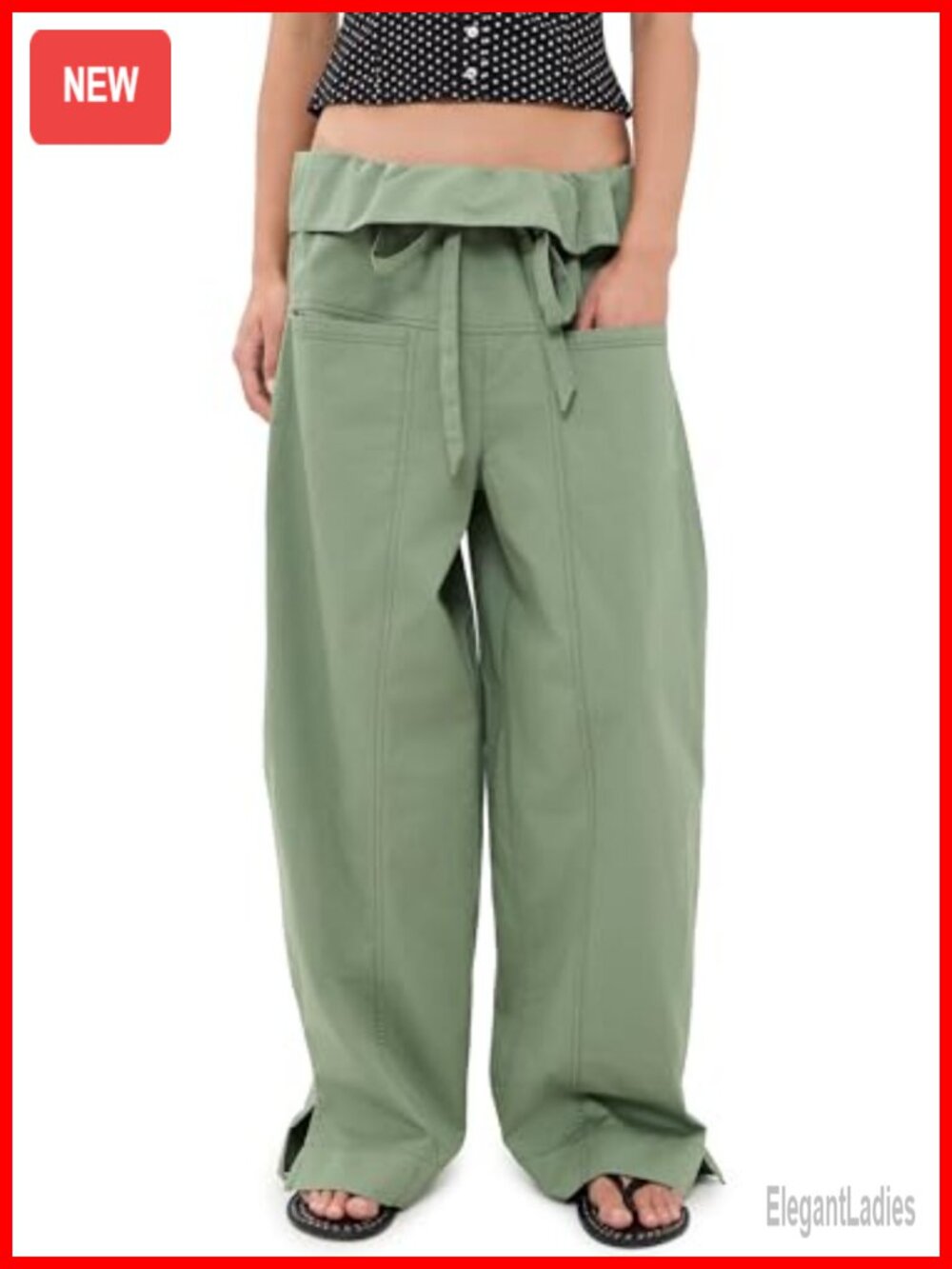 Free People Fisherman Drawcord Pull-On Pants Wide Leg Cotton